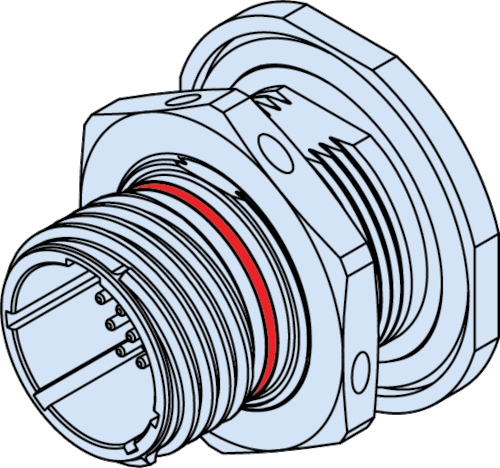 Jam Nut Mount, Flush Rear PCB Receptacle, Environmental 806-063